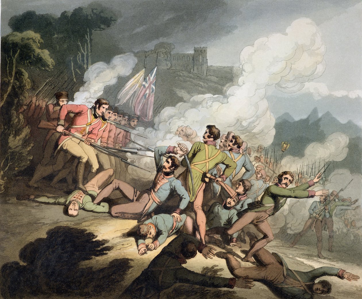 Busaco, 27. syyskuuta 1810 teoksesta "The Victories of the Duke of Wellington", kaivertanut T. Fielding, pub. 1819 tekijältä Richard Westall