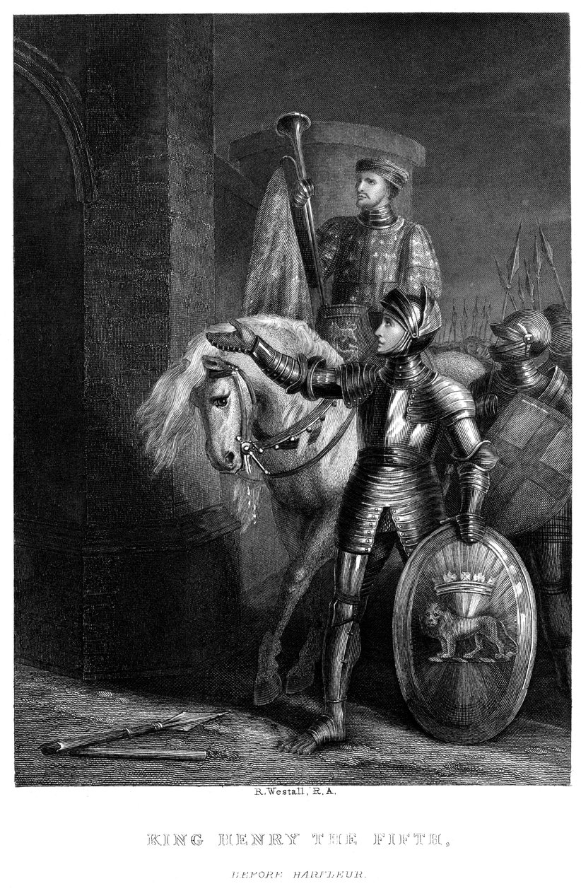 Kuningas Henrik V 1387-14220, ennen Harfleuria, 1800-luku. tekijältä Richard Westall