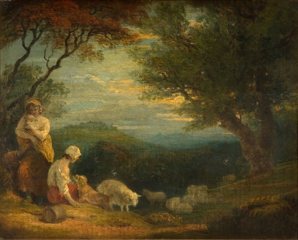 Maisema naisten, lampaiden ja koiran kanssa, 1830. tekijältä Richard Westall
