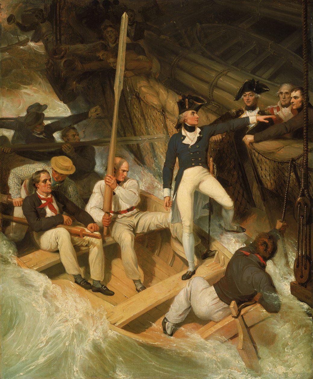 Nelson nousemassa kaapattuun laivaan, 20. marraskuuta 1777. tekijältä Richard Westall