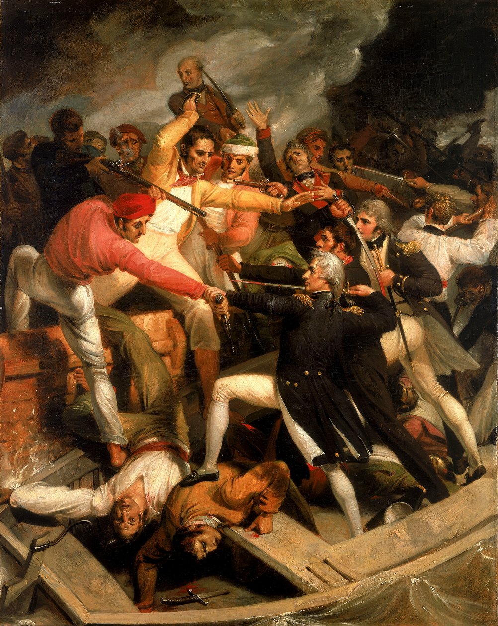 Nelson joutuu yhteen espanjalaisen laivan kanssa, heinäkuu 1797. tekijältä Richard Westall