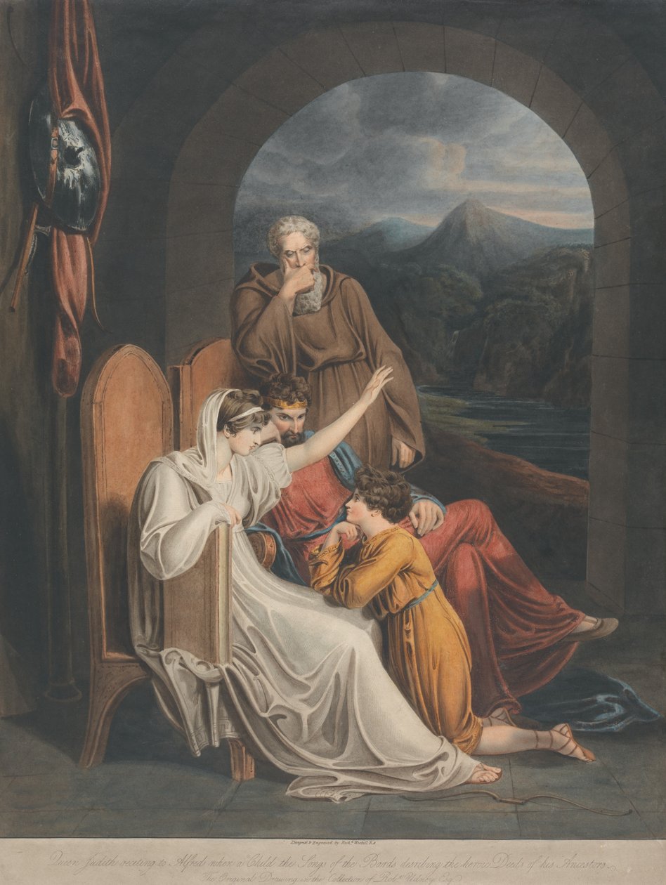 Kuningatar Judith lausuu Alfredille tämän ollessa lapsi tekijältä Richard Westall