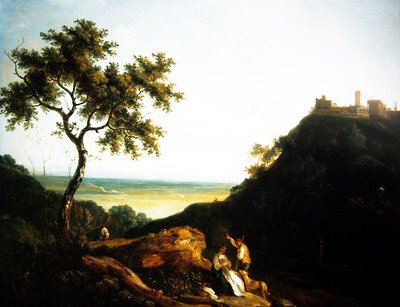 Walesin maisema hahmoineen (öljy kankaalle) tekijältä Richard Wilson
