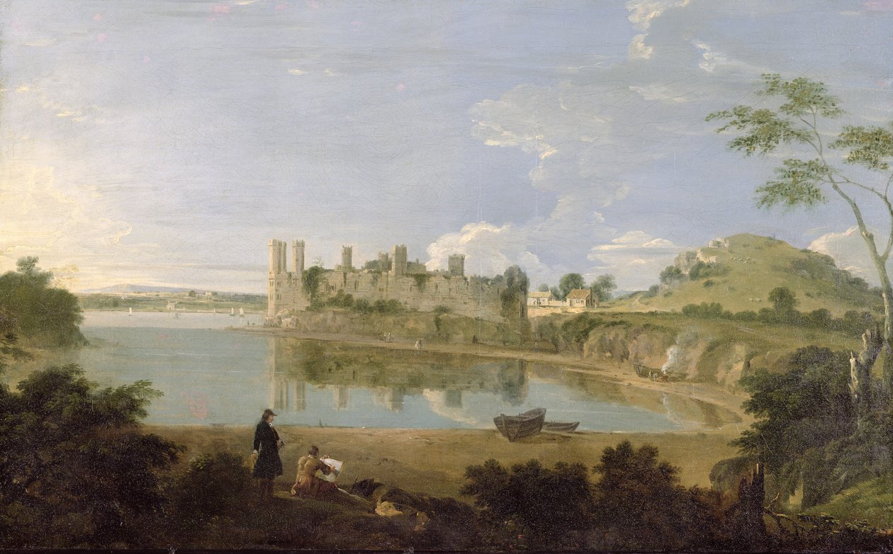 Caernarvonin linna, n. 1745-1750 (öljy kankaalle) tekijältä Richard Wilson