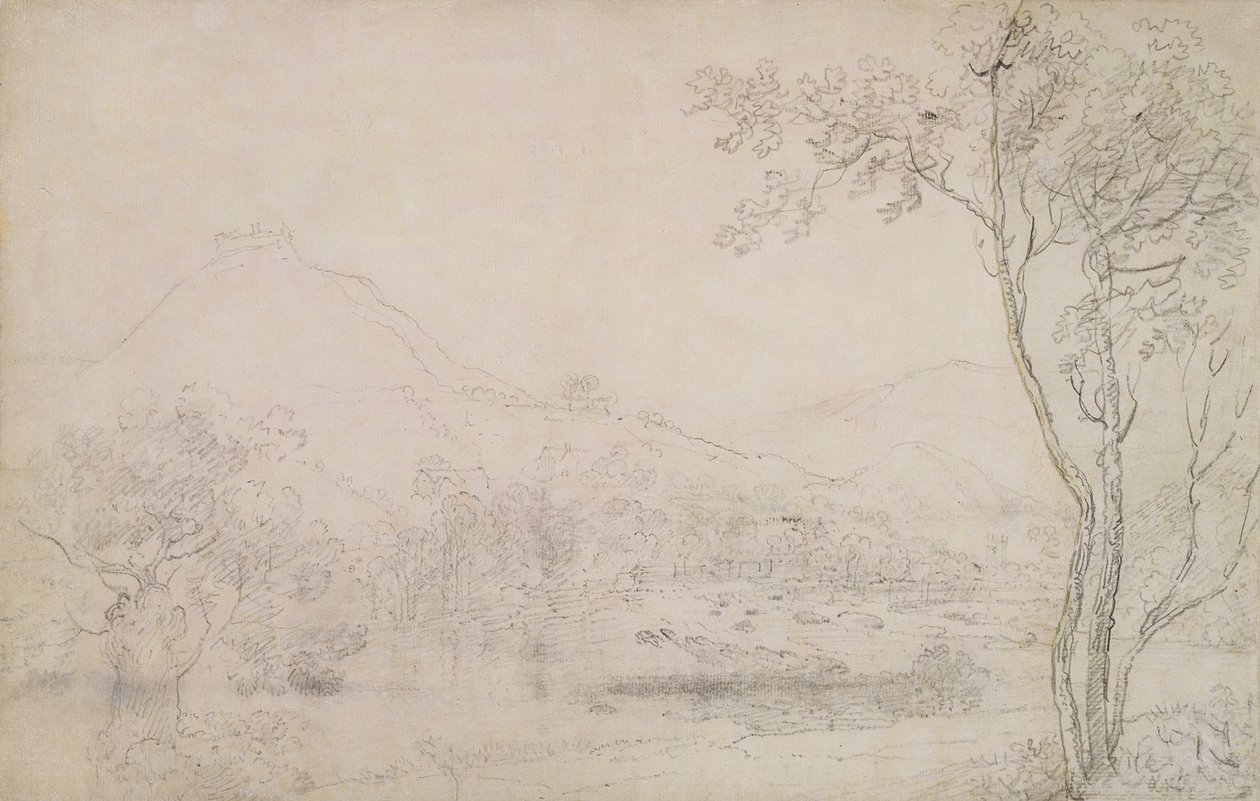 Castell Dinas Bran, Wales (grafiitti ja musta liitu paperille) tekijältä Richard Wilson