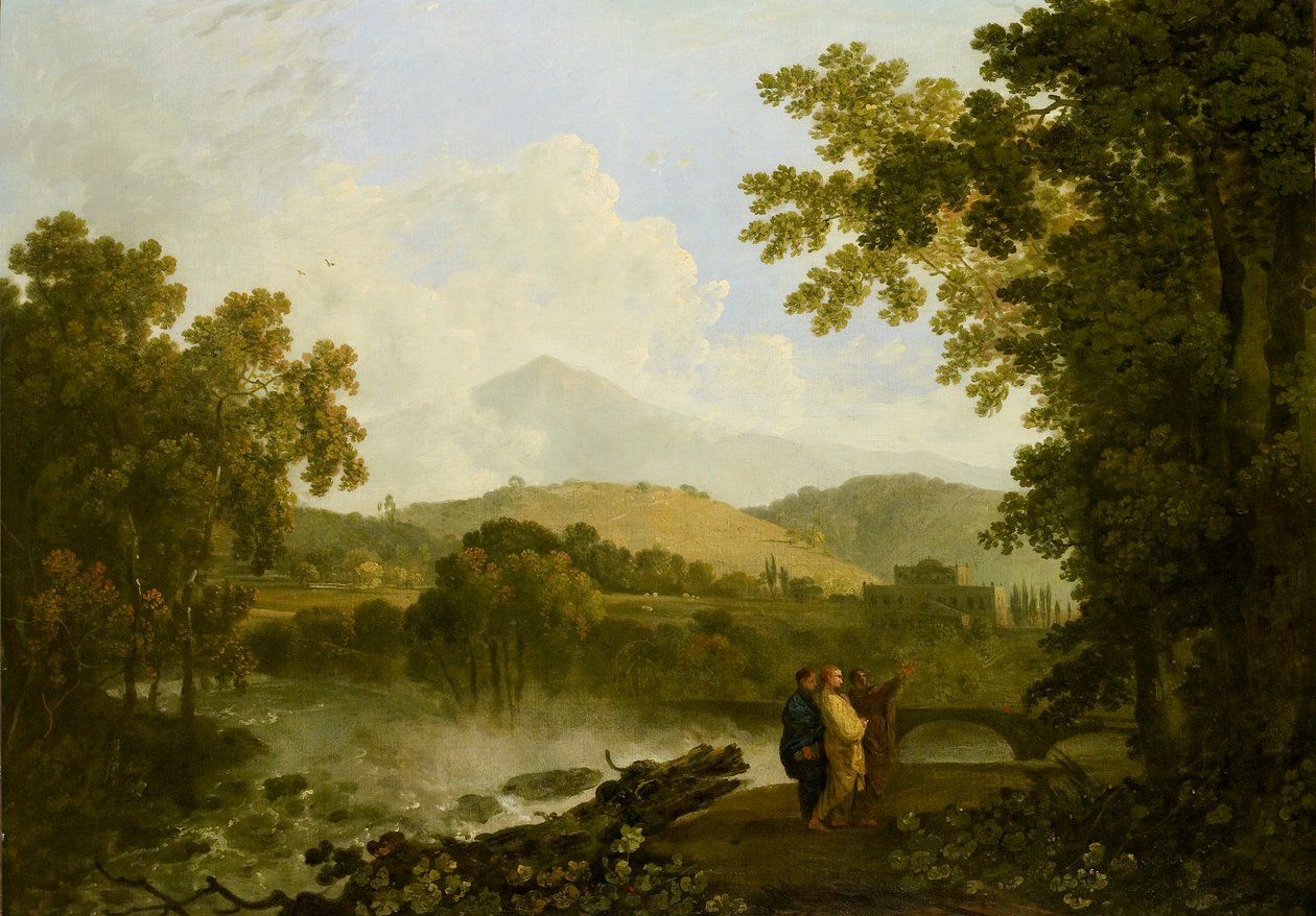 Cicero ja hänen kaksi ystäväänsä, Atticus ja Quintus, hänen huvilassaan Arpinumissa, 1769-1770 tekijältä Richard Wilson