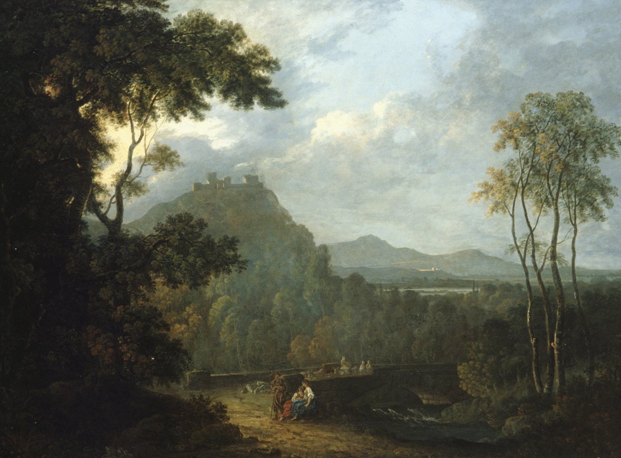 Dinas Branin linna, lähellä Llangollenia II, noin 1770 (öljy kankaalle). tekijältä Richard Wilson