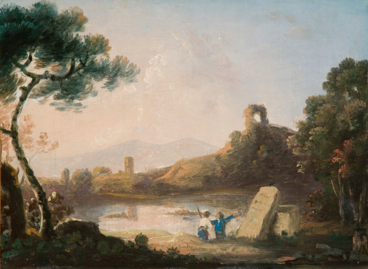 Avernus-järvi ja sarkofagi (öljy kankaalle) tekijältä Richard Wilson