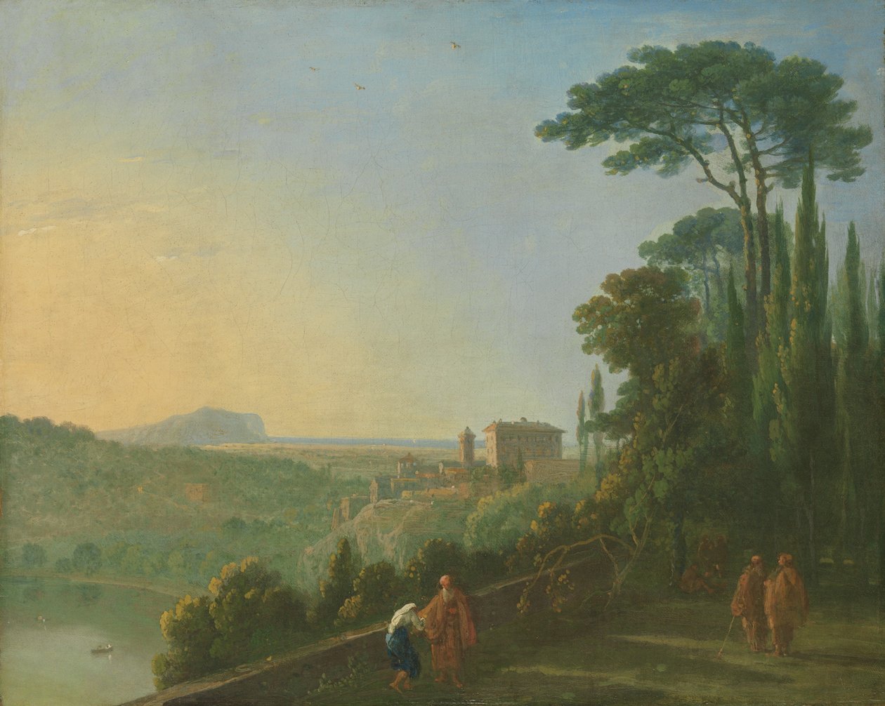 Nemijärvi ja Genzano kapusiiniluostarin terassilta, n. 1756-57. tekijältä Richard Wilson