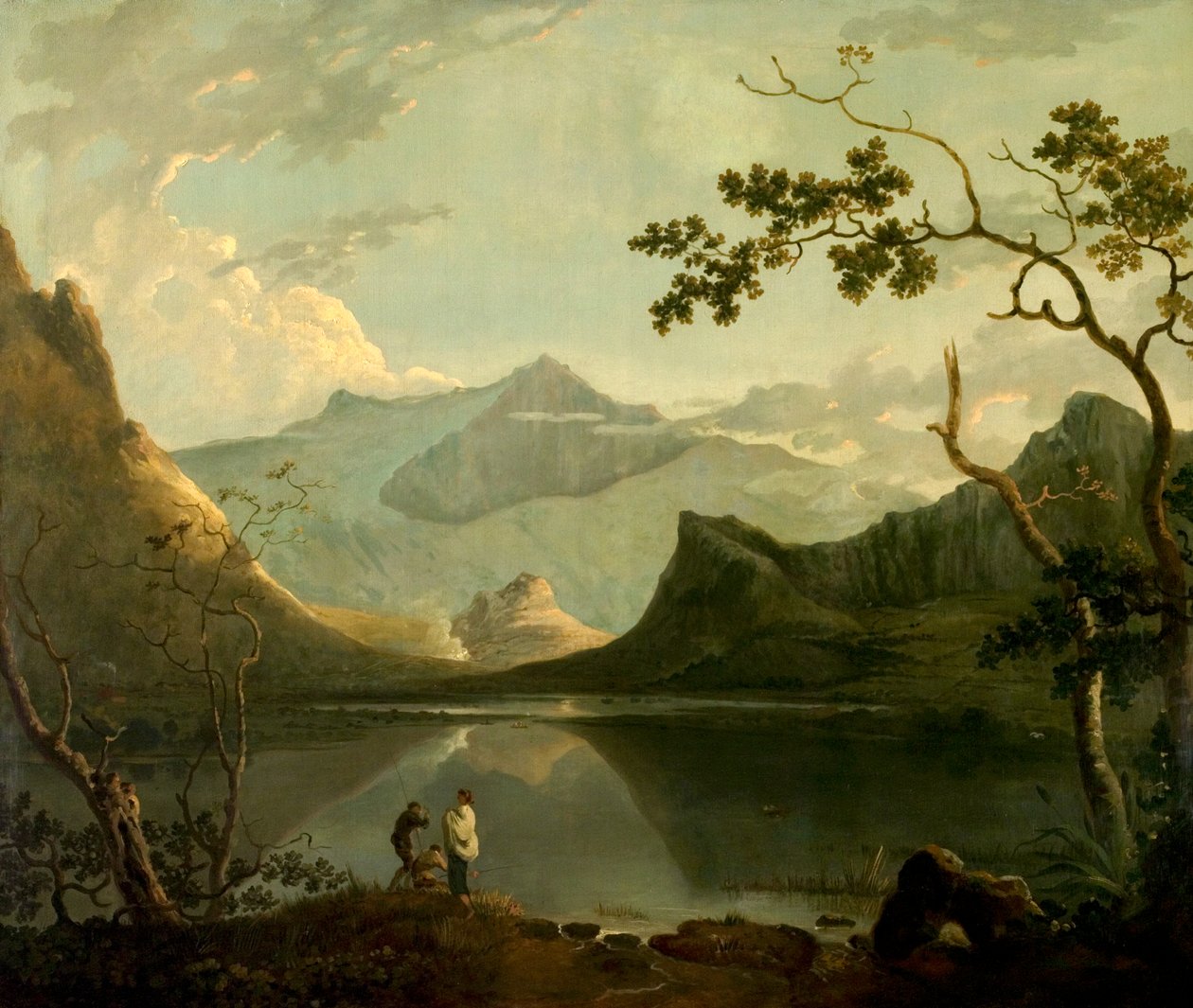 Snowdon Llyn Nantllesta, Pohjois-Walesista, n. 1765-1767 (öljy kankaalle) tekijältä Richard Wilson