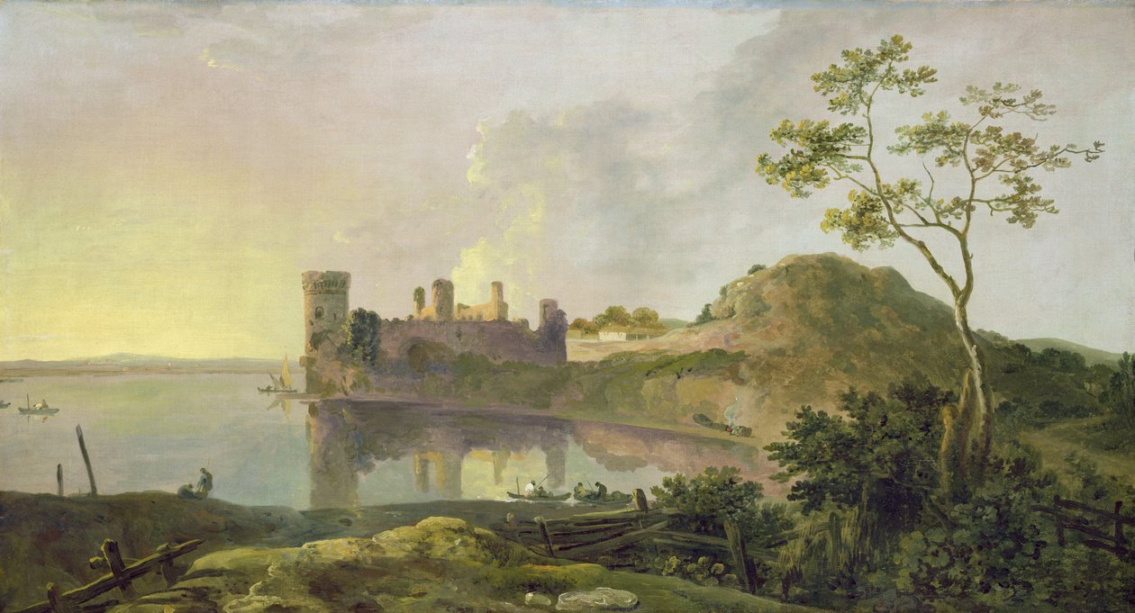 Kesäilta (Caernarvonin linna) n. 1764-65 (öljy kankaalle) tekijältä Richard Wilson