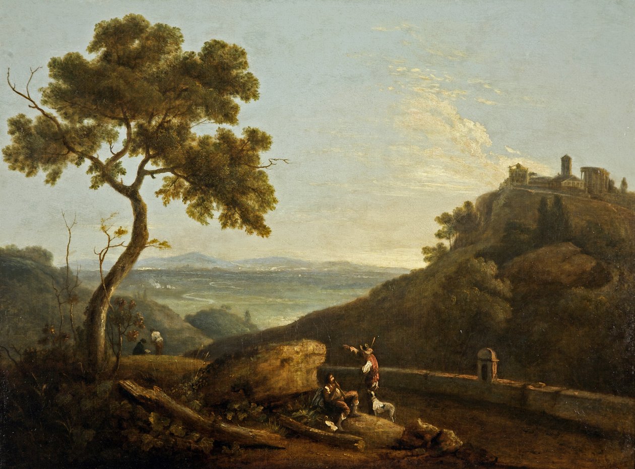 Sybilin ja Campagnan temppeli, Tivoli, Italia (öljy kankaalle) tekijältä Richard Wilson