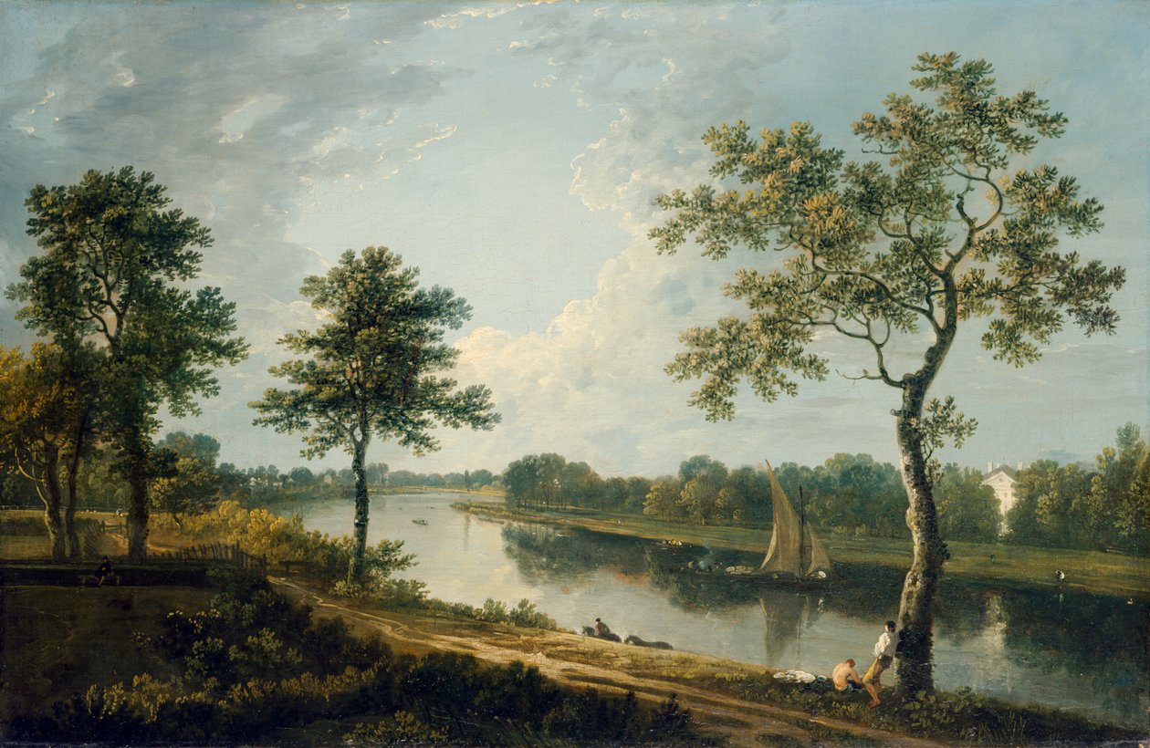 Thames lähellä Marble Hilliä n. 1762 (öljy kankaalle) tekijältä Richard Wilson