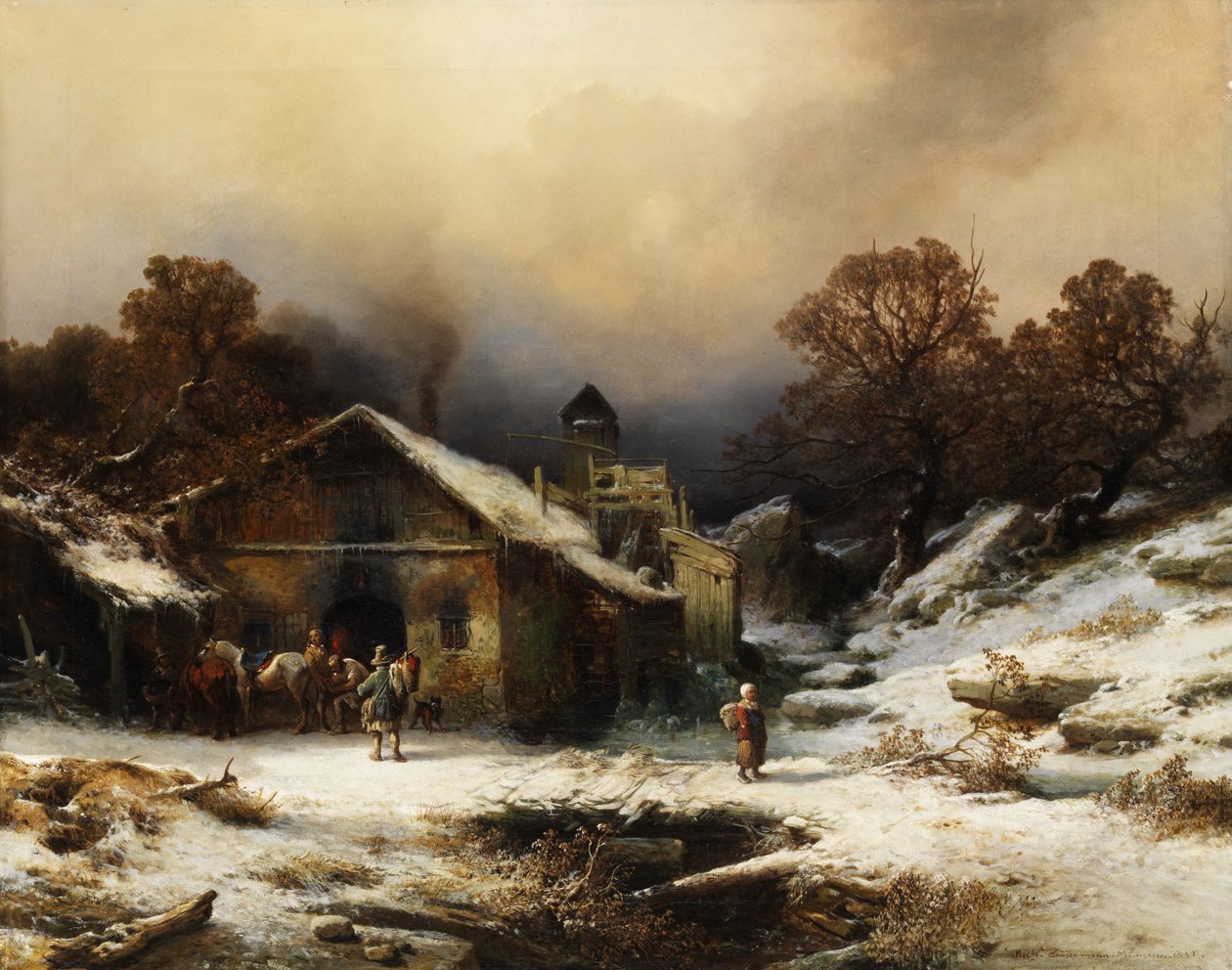 Verschneite Landschaft mit Bauernhaus tekijältä Richard Zimmermann