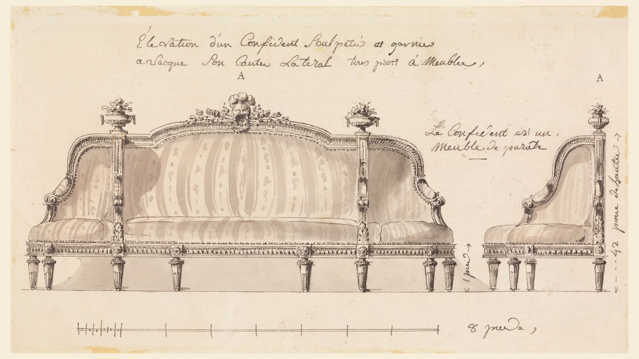 Piirustus, Suunnitelma itsevarmuutta osoittavaan, n. 1780. tekijältä Richard de Lalonde