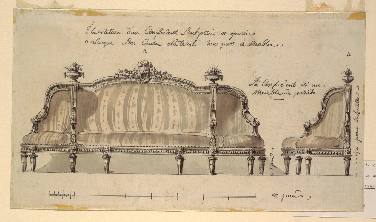 Piirustus, Suunnitelma itsevarmuutta osoittavaan, n. 1780. tekijältä Richard de Lalonde