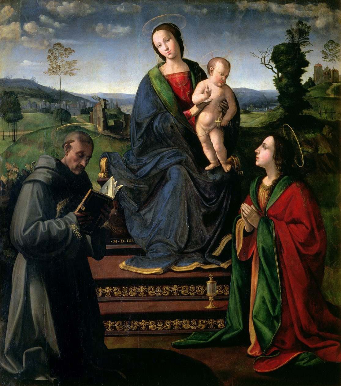 Madonna ja lapsi Pyhän Franciscus Assisilaisen ja Pyhän Maria Magdaleenan kanssa, 1503 tekijältä Ridolfo , Il Ghirlandaio