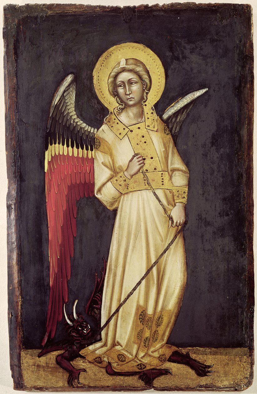 Enkeli ja demoni ketjussa (tempera paneelille) tekijältä Ridolfo di Arpo Guariento