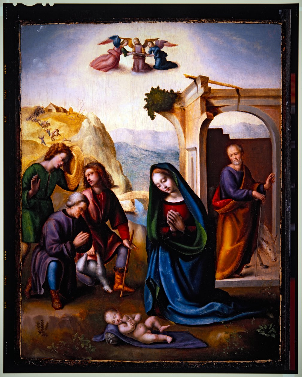 Paimenten palvonta (öljy paneelissa) tekijältä Ridolfo Il (1483 1561) Ghirlandaio