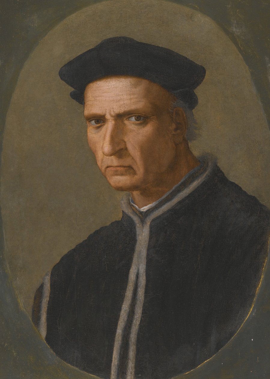 "" Firenzeläisen valtiomiehen Piero Soderinin (1452-1522) muotokuva "" Ridolfo Ghirlandaion (1483-1561) maalaus Yksityinen kokoelma tekijältä Ridolfo Il  Ghirlandaio