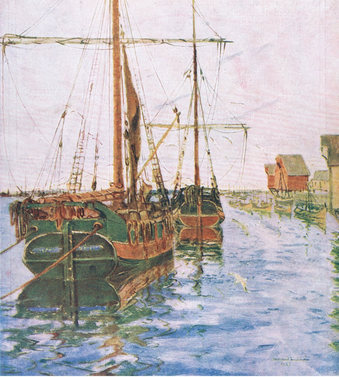 Veneitä satamassa, My Magazine, pub.1922 tekijältä Rikard Lindstrom