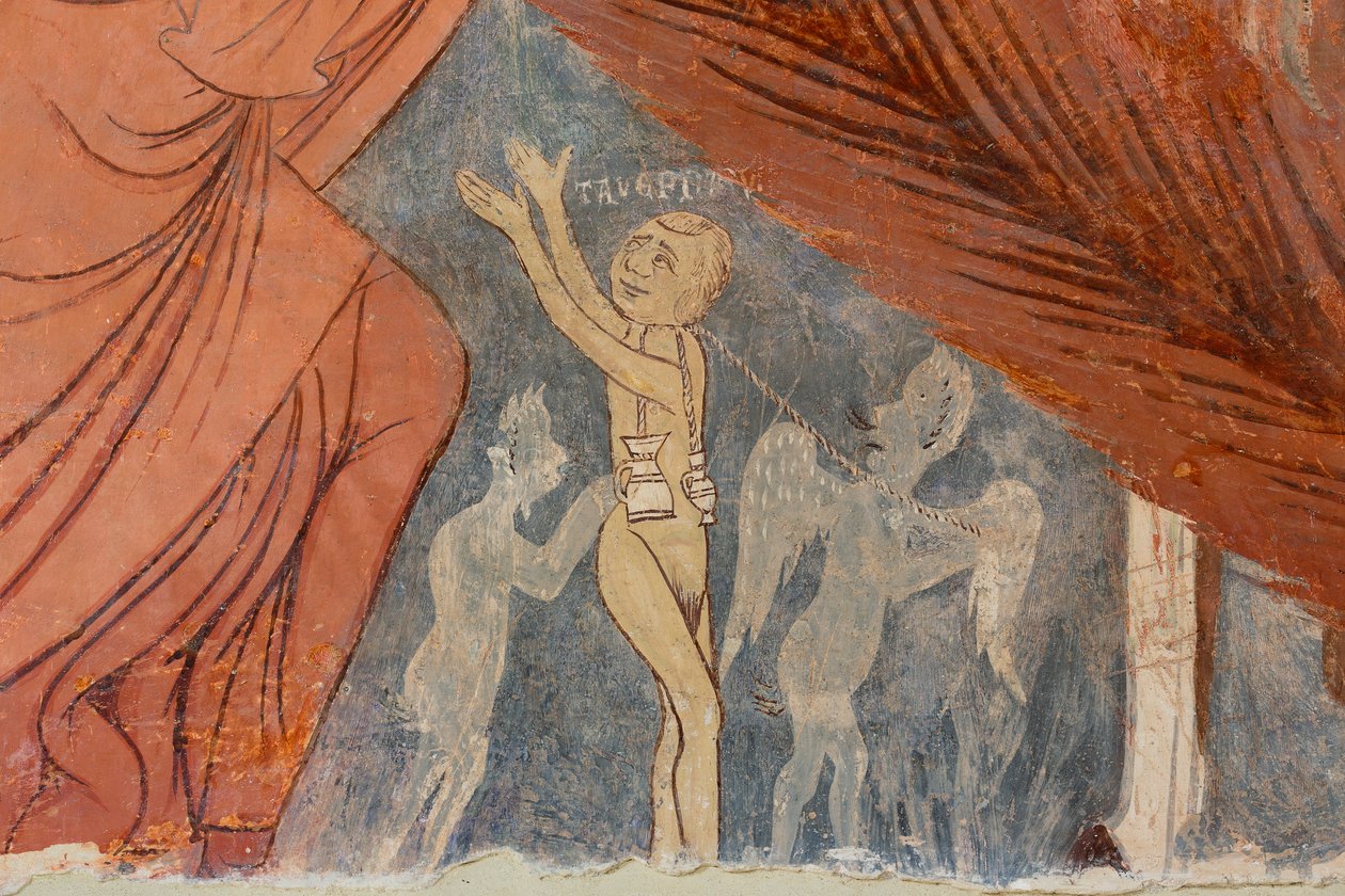 Viimeinen tuomio, yksityiskohta, "Harhaoppiset", 1200-luku (tuore) tekijältä Rinaldo da Taranto