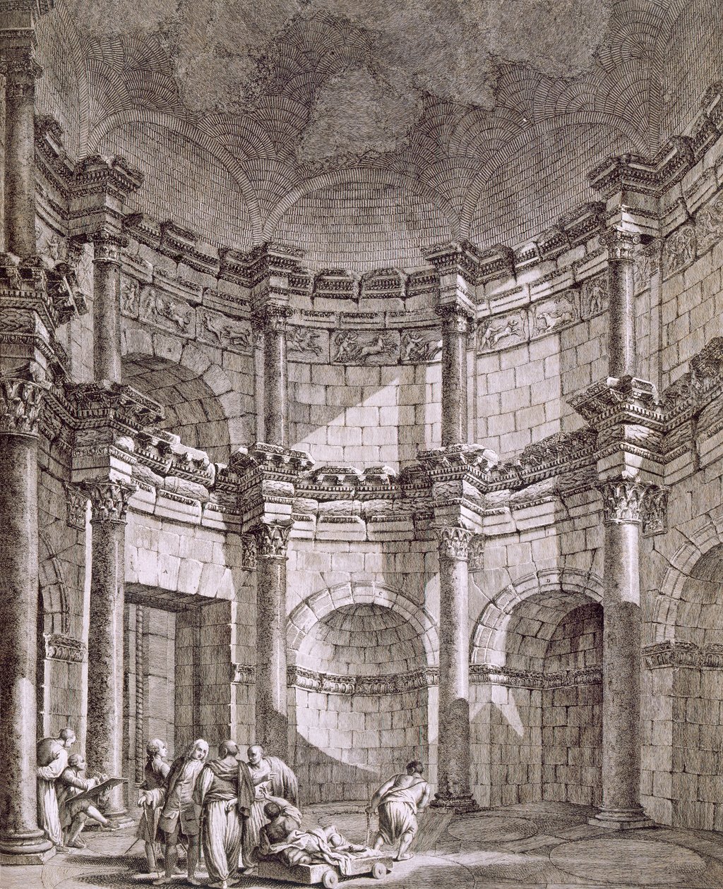 Jupiterin temppeli teoksesta "Keisari Diocletianuksen palatsin rauniot Spalatrossa Dalmatiassa", julkaistu 1764 tekijältä Robert Adam