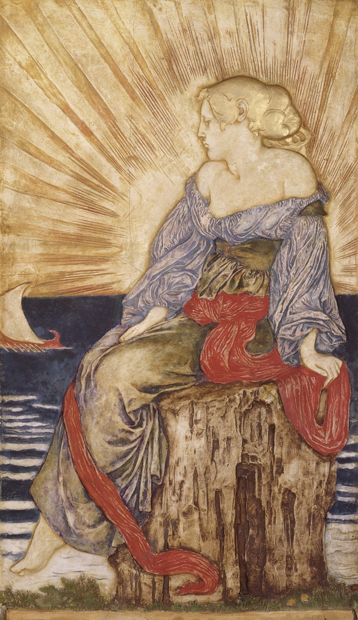 Ariadne (monivärinen kipsireliefiveistos) tekijältä Robert Anning Bell