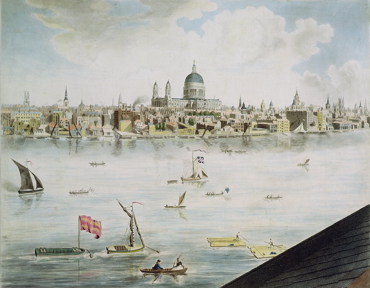 Panoraamanäkymä Lontooseen, 1792-93 (värillinen akvatinta) tekijältä Robert Barker