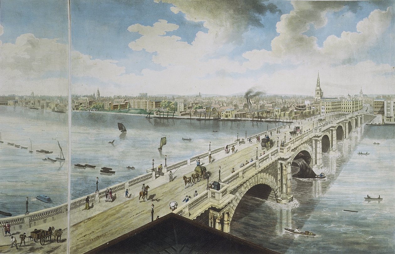 Panoraamanäkymä Lontooseen, 1792-93 (värillinen akvatinta) tekijältä Robert Barker