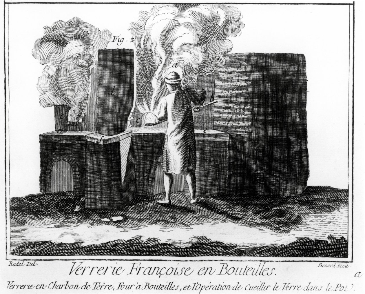 Lasinvalmistuspaja Denis Diderotin (1713-84) Encyclopediasta tekijältä Robert Benard