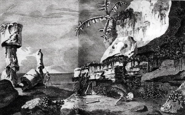 Pääsiäissaaren muistomerkit, Kapteeni Cookin matkat, 1774 tekijältä Robert Benard