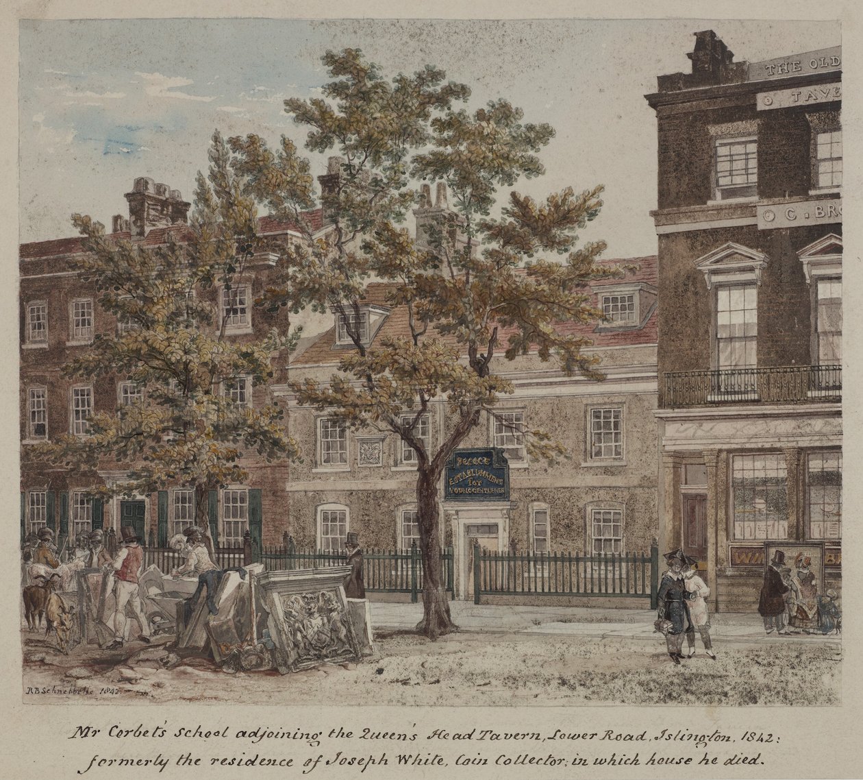 Mr Corbets School, Lower Road (Essex Road) Islington, 1842. tekijältä Robert Blemell Schnebbelie