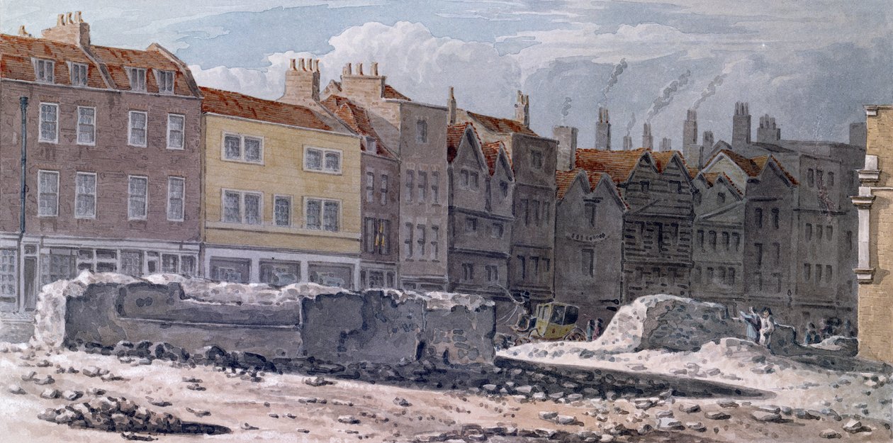 Näkymä Lontoon vanhan muurin raunioista, 1817 tekijältä Robert Blemell Schnebbelie