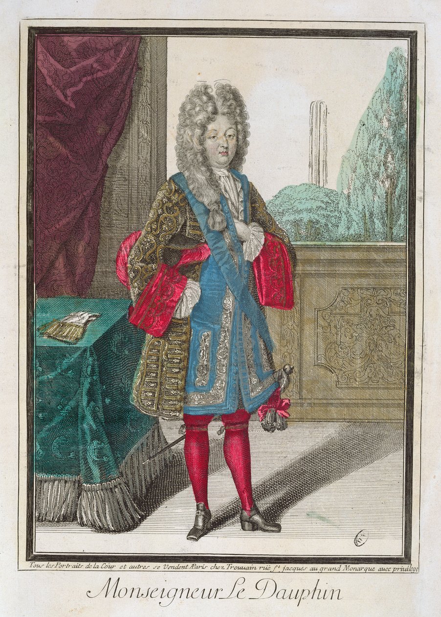 Louis de France (1661-1711) Monseigneur le Dauphin (värikaiverrus) tekijältä Robert Bonnart