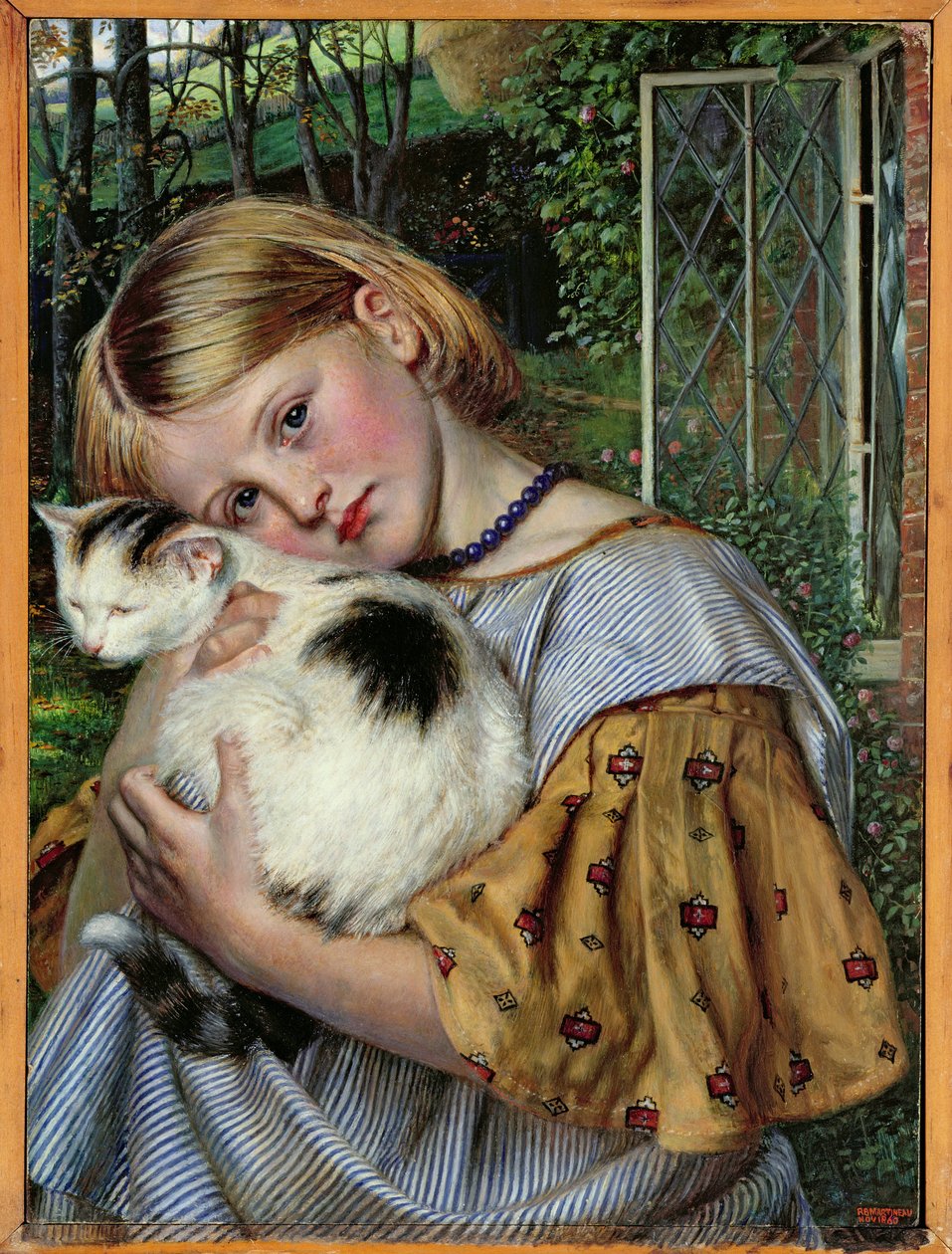 Tyttö kissan kanssa, 1860 (paneeli) tekijältä Robert Braithwaite Martineau