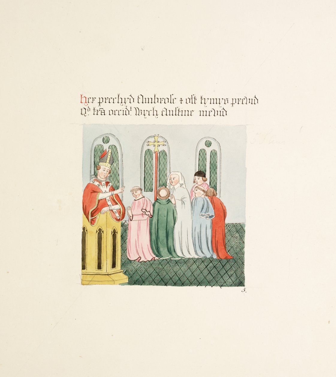 Ms. New Coll 380, f14r. Pyhän Marian Carlislen katedraalikirkon antiikki, piirtänyt Robert Carlile, 1795 (kynä ja muste ja wc paperille) tekijältä Robert Carlile