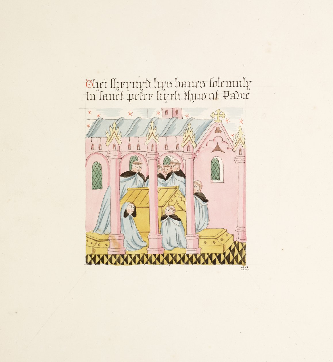 Ms. New Coll 380, f29r. Pyhän Marian Carlislen katedraalikirkon antiikki, piirtänyt Robert Carlile, 1795 (kynä ja muste ja wc paperille) tekijältä Robert Carlile