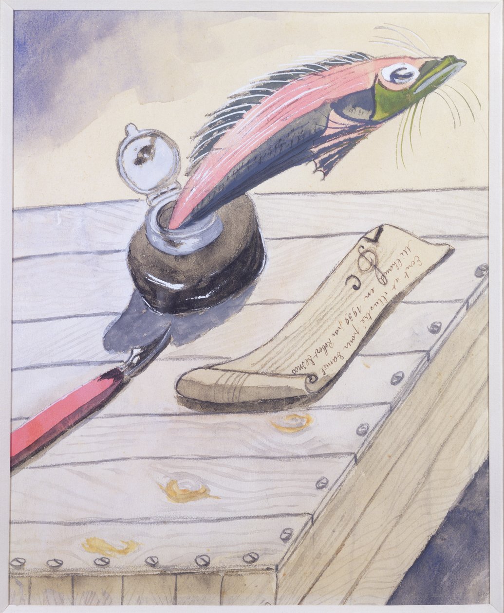 The Fish Jumping Out of Inkpot, kirjoittanut ja kuvittanut Robert Desnos Daniel Milhaudille, 1939 tekijältä Robert Desnos