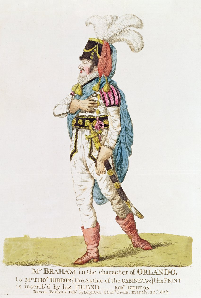 M.John Braham (1777-1856) Orlandon hahmo, 1802 tekijältä Robert Dighton