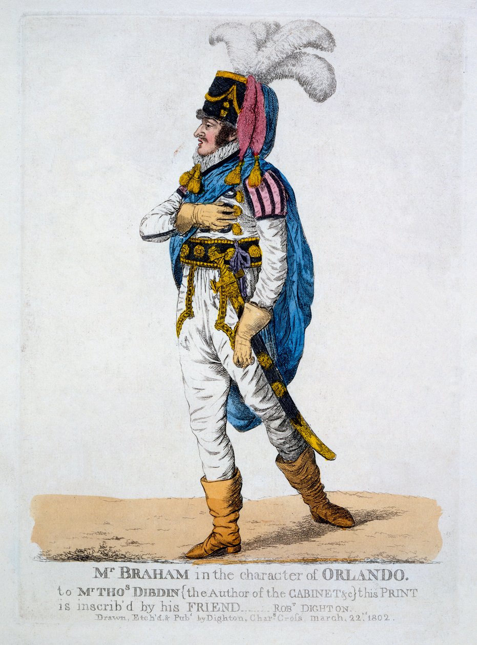 Herra Braham Orlandon roolissa elokuvasta "As You Like It", 1802 tekijältä Robert Dighton