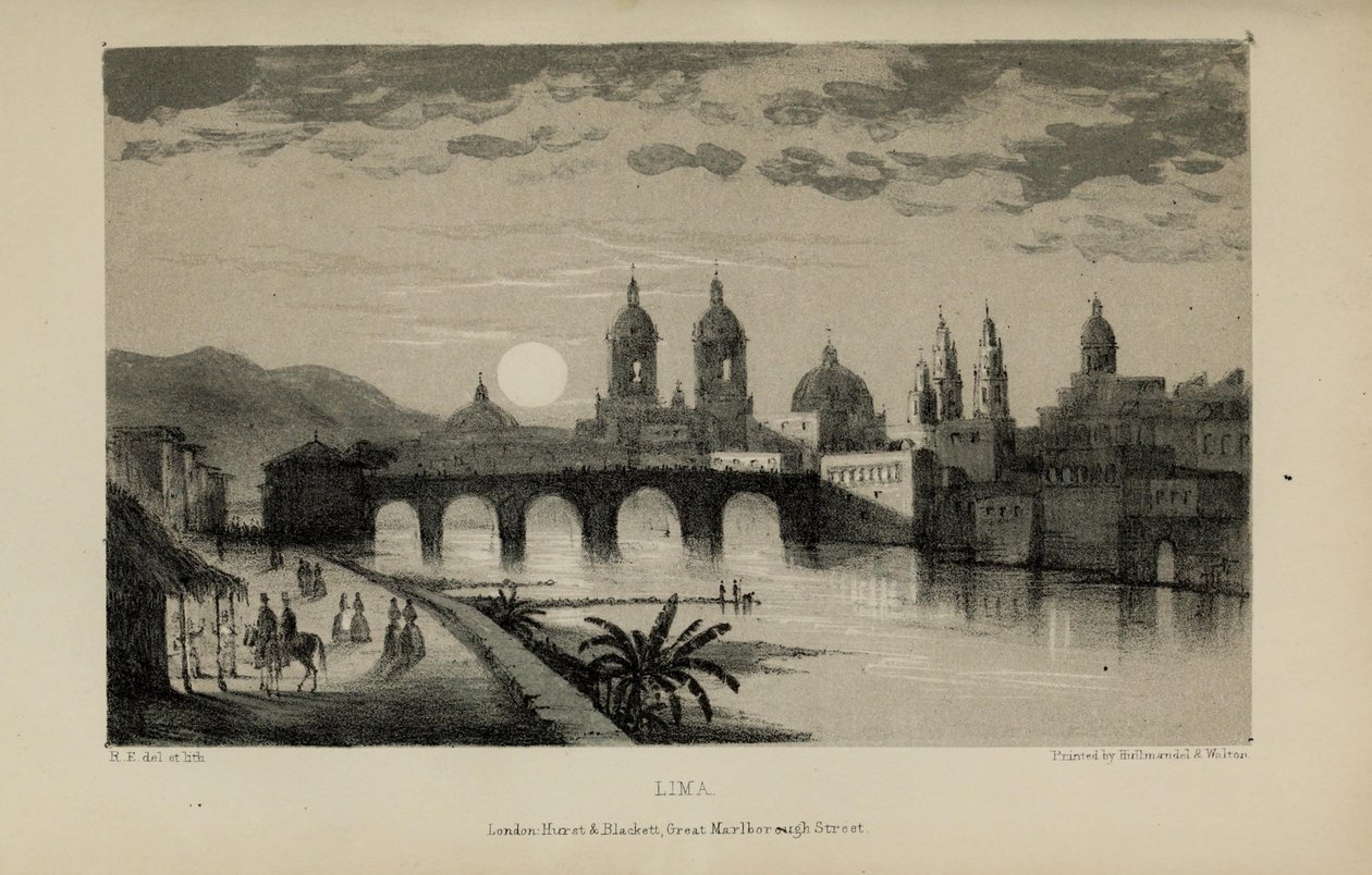 Lima, Robert Elwesin (1819-1878), varakkaan nuoren brittiläisen herrasmiehen Norfolkista, vesivärimaalaus. tekijältä Robert Elwes