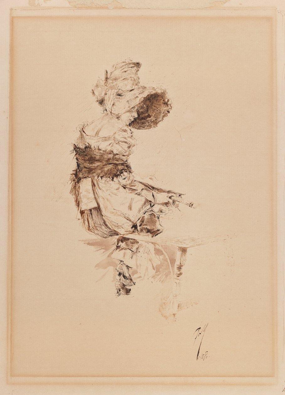 Odotan Aaronia, 1880 (kynä ja muste kartongille kiinnitetylle paperille) tekijältä Robert Frederick Blum