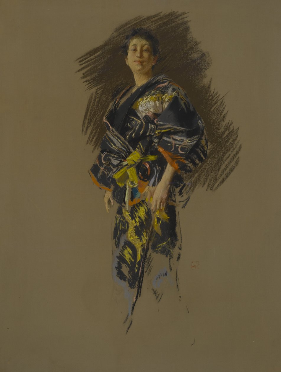 Nainen japanilaisessa asussa, n. 1882 tekijältä Robert Frederick Blum