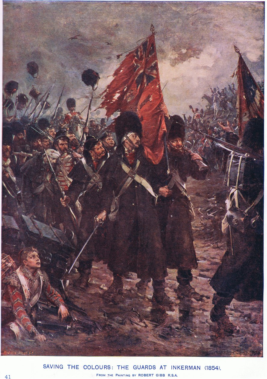 Värien tallentaminen: Vartijat Inkermanissa 1854 jKr tekijältä Robert Gibb