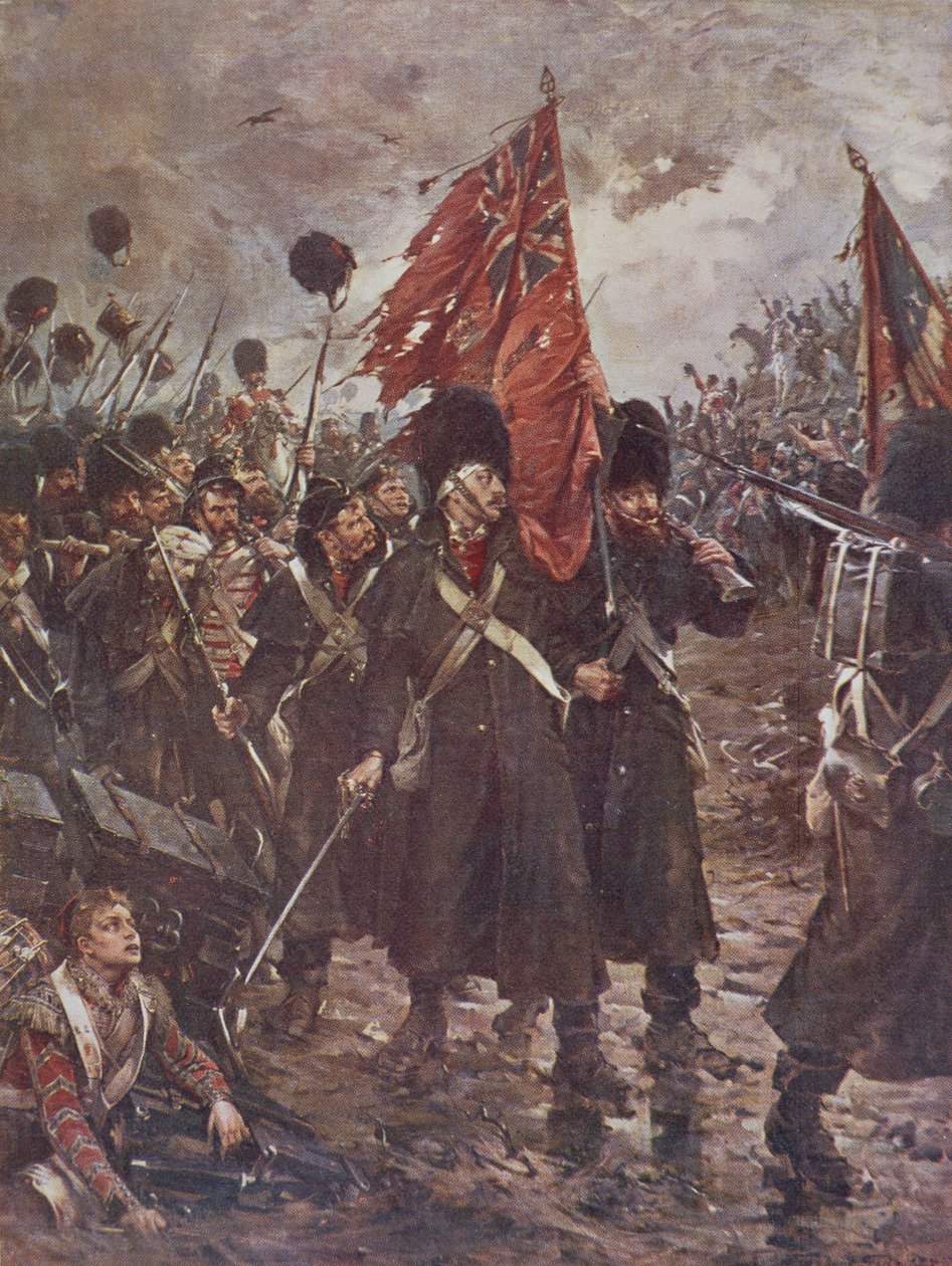 The Guards at Inkerman, 5. marraskuuta 1854, piirros julkaisusta "British Battles dn Land and Sea", toimittanut Sir Evelyn Wood (1838-1919), julkaistu ensimmäisen kerran 1915 tekijältä Robert Gibb