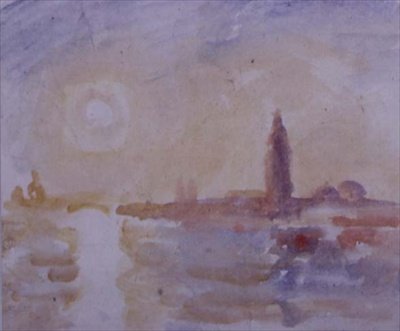 Auringonlasku, Venetsia, n. 1900-30 (wc paperilla) tekijältä Robert Graham Dryden Alexander