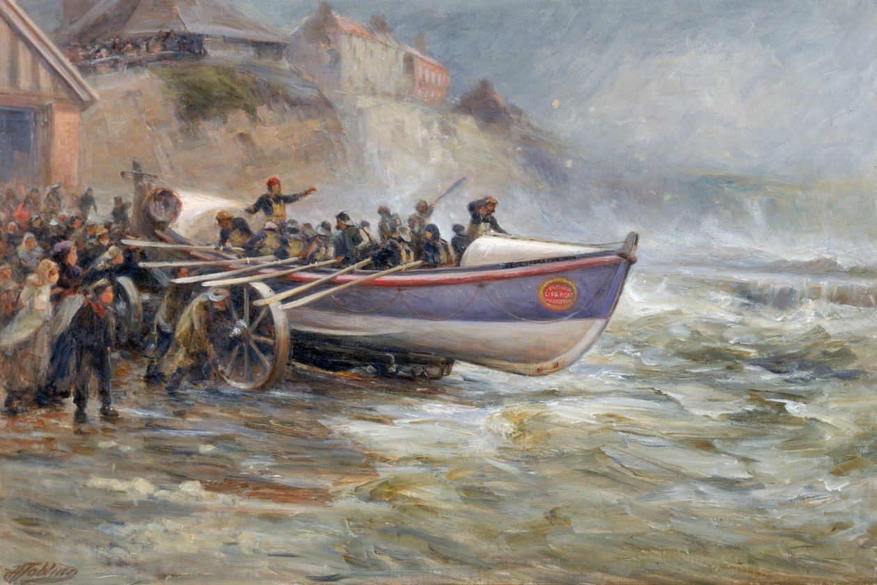 Cullerboats Lifeboatin vesillelasku, 1902 tekijältä Robert Jobling