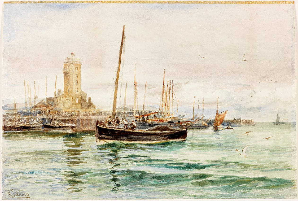 Low Lights, North Shields (lyijykynä ja akvarelli paperille (liimattu levylle)) tekijältä Robert Jobling