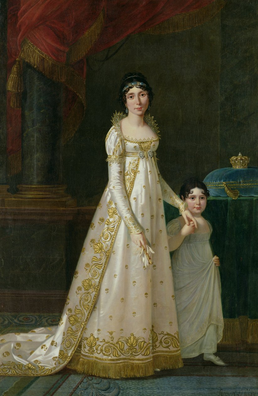 Napolin kuningattaren Marie-Julie Claryn (1777-1845) muotokuva tyttärensä Zenaide Bonaparten (1801-54) kanssa 1807 tekijältä Robert Lefevre